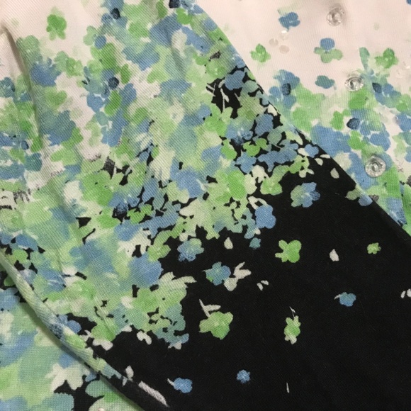 Charter Club 3/4 sleeve floral cardigan with sequins (tag missing-feels like 2X) - Picture 12 of 15